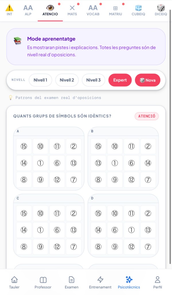 Aspecte de l'exercici — Atenció i concentració